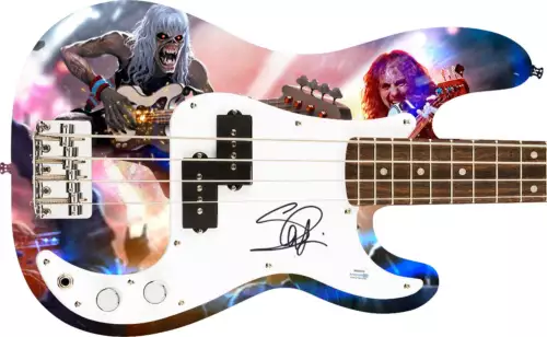 IRON MAIDEN STEVE HARRIS AUTOGRAPHED 1/1 CUSTOM GRAPHICS BASS GUITAR ACOA COLLECTIBLE MEMORABILIA
