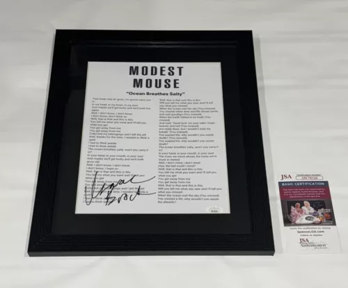 Isaac Brock signed Modest Mouse Ocean Breathes Salty Lyrics sheet COA Proof STAR Isaac Brock signed Modest Mouse Ocean Breathes Salty Lyrics sheet COA Proof STAR