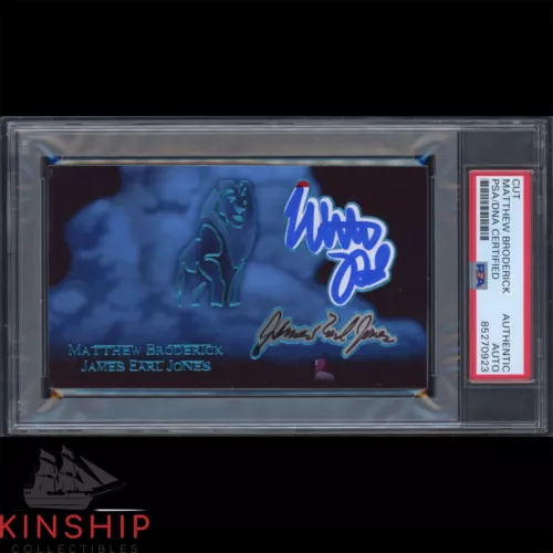 JAMES EARL JONES & MATTHEW BRODERICK SIGNED 3×5 CUSTOM CARD PSA SLAB AUTO C3102 COLLECTIBLE MEMORABILIA