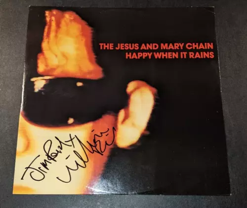 JESUS AND MARY CHAIN SIGNED AUTO’D “HAPPY WHEN IT RAINS” EP RECORD ALBUM BECKETT COLLECTIBLE MEMORABILIA