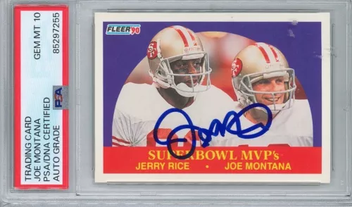 Joe Montana Signed 1990 Fleer #397 Superbowl MVP's PSA 85297255 GM MT 10 AUTO