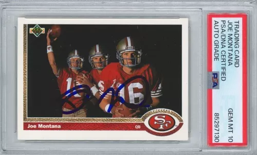 JOE MONTANA SIGNED 1991 UPPER DECK #54 PSA 85297130 GM MT 10 AUTO COLLECTIBLE MEMORABILIA