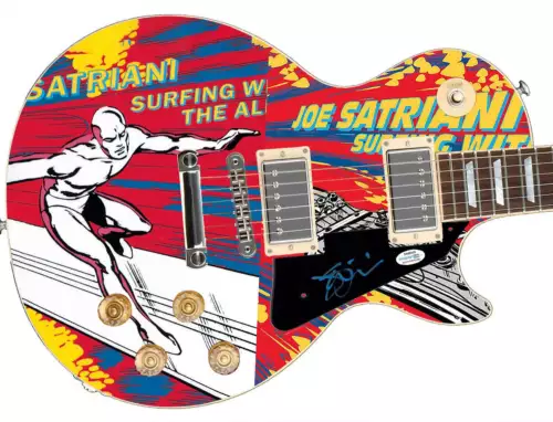 JOE SATRIANI AUTOGRAPHED SURFING W ALIENS CUSTOM GRAPHICS ALBUM CD GUITAR COLLECTIBLE MEMORABILIA