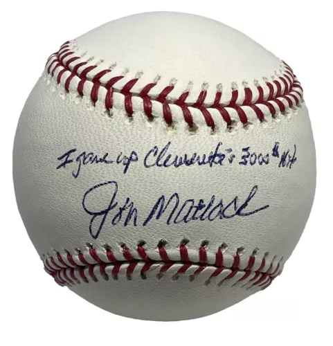 JON MATLOCK SIGNED MLB BASEBALL JSA W27854 W / CLEMENTE 3000 HITS INSCRIPTION COLLECTIBLE MEMORABILIA