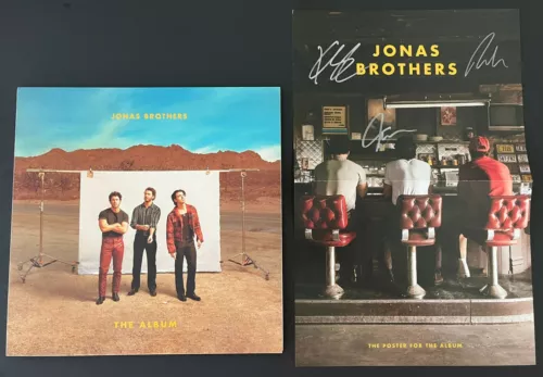 JONAS BROTHERS THE ALBUM VINYL BUNDLE W/ SIGNED AUTOGRAPH POSTER COLLECTIBLE MEMORABILIA