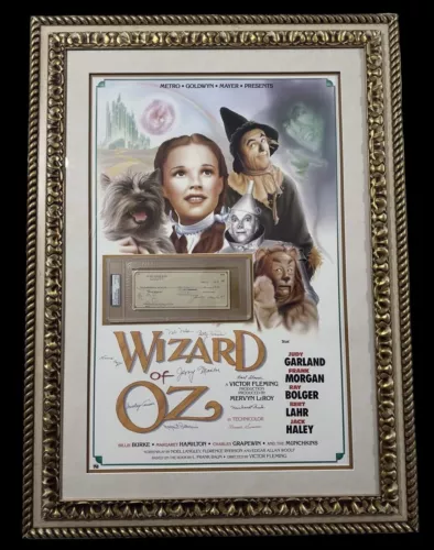 JUDY GARLAND & 9 MUNCHKINS THE WIZARD OF OZ SIGNED AUTOGRAPH CHECK PHOTO PSA DNA COLLECTIBLE MEMORABILIA