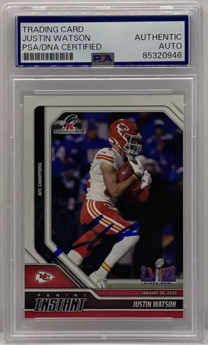 JUSTIN WATSON SIGNED 2023 PANINI INSTANT CARD KANSAS CITY CHIEFS PSA/DNA #D /369 COLLECTIBLE MEMORABILIA