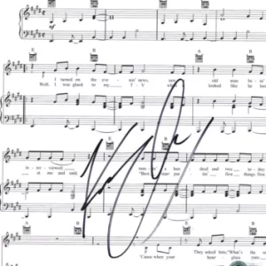 Kenny Chesney Signed Don't Blink Sheet Music Authentic Autograph Beckett