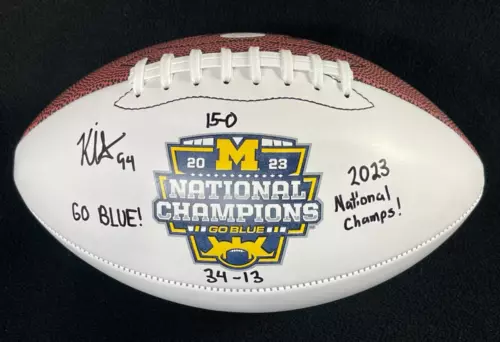 KRIS JENKINS SIGNED INSCRIBED MICHIGAN WOLVERINES NATIONAL CHAMPIONS FOOTBALL COLLECTIBLE MEMORABILIA