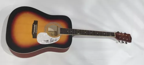 LOCASH COWBOYS SIGNED SUNBURST ACOUSTIC GUITAR CHRIS LUCAS PRESTON 2X COLLECTIBLE MEMORABILIA
