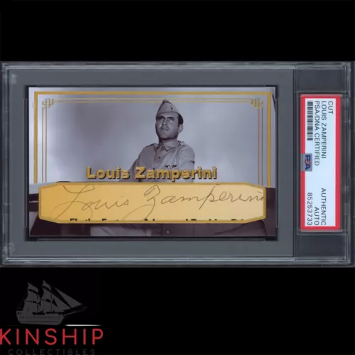LOUIS ZAMPERINI SIGNED CUT 3×5 CUSTOM CARD PSA DNA SLAB OLYMPIC WWII AUTO C2925 COLLECTIBLE MEMORABILIA