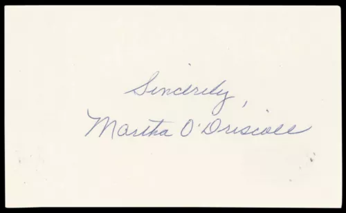MARTHA O’DRISCOLL HOUSE OF DRACULA AUTHENTIC SIGNED 3×5 INDEX CARD BAS #BN89208 COLLECTIBLE MEMORABILIA