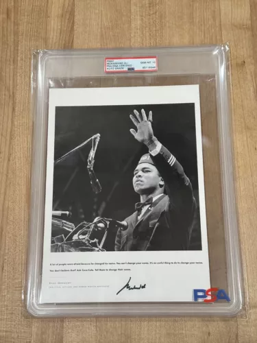 MUHAMMAD ALI BOXING CHAMP HOF SIGNED AUTOGRAPH PHOTO PSA DNA GEM MINT 10 SLAB COLLECTIBLE MEMORABILIA