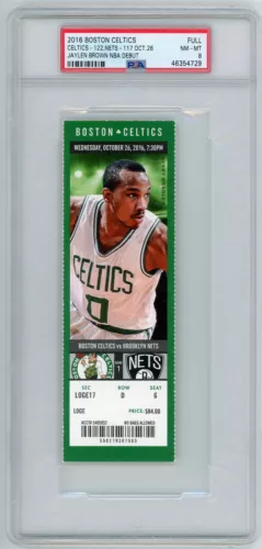 NBA FINALS MVP JAYLEN BROWN BOSTON CELTICS NBA DEBUT TICKET 10/26/16 PSA 9 COLLECTIBLE MEMORABILIA