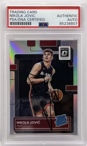 NIKOLA JOVIC SIGNED 2022-23 OPTIC SILVER ROOKIE CARD MIAMI HEAT PSA/DNA SLABBED COLLECTIBLE MEMORABILIA