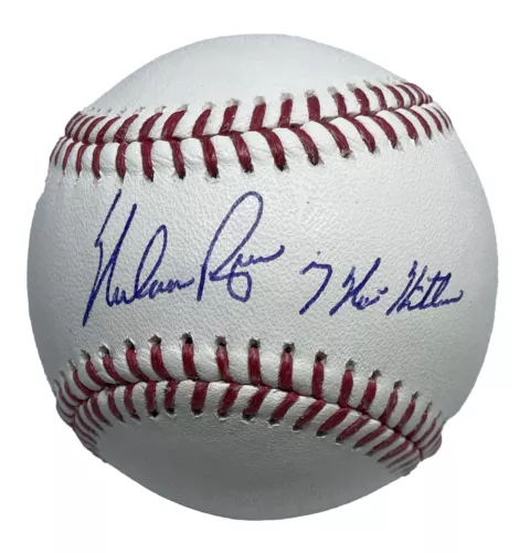 NOLAN RYAN SIGNED MLB BASEBALL AIV B018090 W/ 7 NO HITTERS INSCRIPTION COLLECTIBLE MEMORABILIA