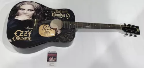OZZY OSBOURNE SIGNED CUSTOM ACOUSTIC GUITAR PATIENT NUMBER 9 AUTOGRAPHED JSA COA COLLECTIBLE MEMORABILIA