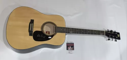 PETER GABRIEL SIGNED NATURAL ACOUSTIC GUITAR AUTOGRAPHED GENESIS JSA COA COLLECTIBLE MEMORABILIA