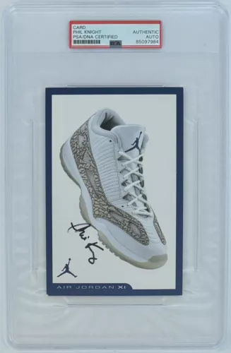 PHIL KNIGHT NIKE SIGNED MICHAEL AIR JORDAN 11 SHOE CARD PSA DNA COA AUTOGRAPH COLLECTIBLE MEMORABILIA