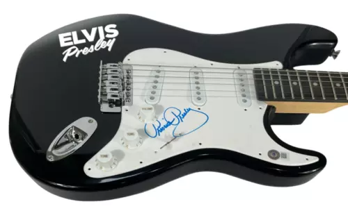 Priscilla Presley Signed Autograph Electric Guitar Elvis Presley Wife BAS COA