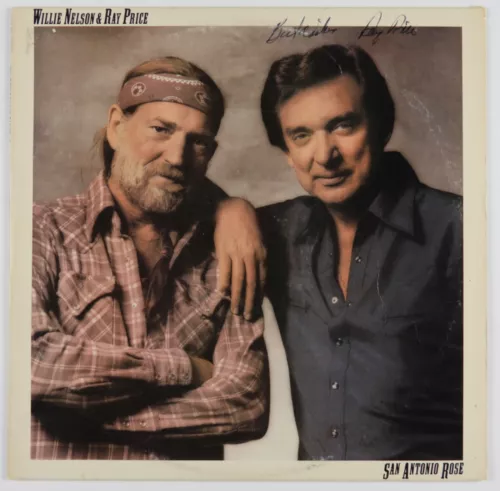 RAY PRICE AND WILLIE NELSON JSA SIGNED AUTOGRAPH ALBUM RECORD VINYL SAN ANTONIO COLLECTIBLE MEMORABILIA