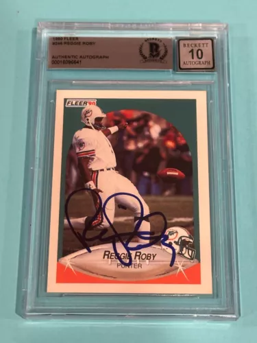REGGIE ROBY Signed 1990 FLEER Card #246 Beckett BAS AUTO Graded 10