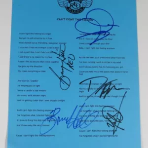 REO SPEEDWAGON Signed Auto "Can't Fight This Feeling" Lyric Sheet Music by 5 JSA