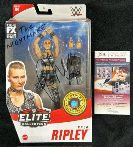 RHEA RIPLEY SIGNED & INSCRIBED WWE ELITE ACTION FIGURE JSA WITNESS COA COLLECTIBLE MEMORABILIA
