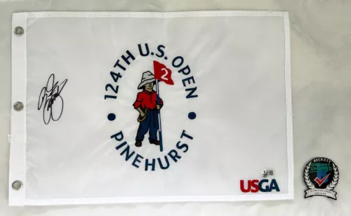 RICKIE FOWLER SIGNED 2024 US OPEN FLAG 1 BECKETT BAS COA COLLECTIBLE MEMORABILIA