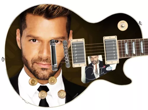 RICKY MARTIN AUTOGRAPHED SIGNED CUSTOM PHOTO GRAPHICS GUITAR ACOA COLLECTIBLE MEMORABILIA