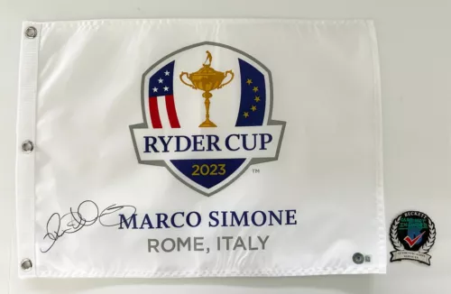 Rory McIlroy Signed Golf Flag 2023 Ryder Cup Beckett BAS 5 COA