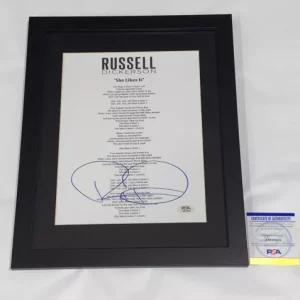 RUSSELL DICKERSON SIGNED FRAMED SHE LIKES IT LYRIC SHEET PROOF PSA COA
