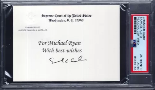 SAMUEL ALITO SIGNED SUPREME COURT CHAMBERS CARD INSCRIBED PSA SLABBED