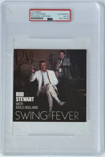 SIGNED ROD STEWART SWING FEVER ALBUM CD COVER PSA DNA COA ENTIRE NAME SIGNATURE COLLECTIBLE MEMORABILIA