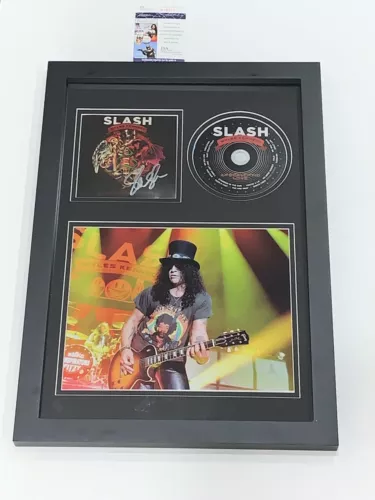SLASH SIGNED FRAMED 12X18 “APOCALYPTIC LOVE” CD DISPLAY JSA COA COLLECTIBLE MEMORABILIA
