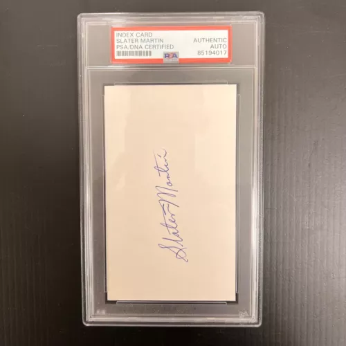 SLATER MARTIN SIGNED INDEX CARD PSA/DNA SLABBED AUTO NBA COLLECTIBLE MEMORABILIA