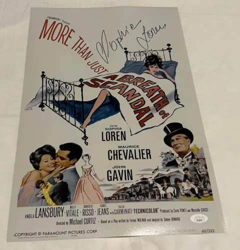 SOPHIA LOREN SIGNED A BREATH OF SCANDAL 12X18 MOVIE POSTER JSA COLLECTIBLE MEMORABILIA