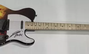 STEPHEN PEARCY SIGNED USA FLAG ELECTRIC GUITAR RATT AUTOGRAPHED JSA COA