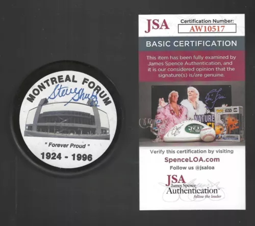 STEVE SHUTT SIGNED MONTREAL CANADIENS FORUM PUCK JSA COA COLLECTIBLE MEMORABILIA