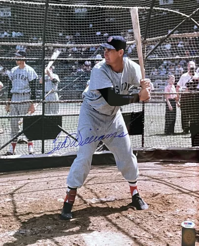TED WILLIAMS SIGNED BATTING CAGE 16X20 PSA DNA K28092 (D) RED SOX GREEN DIAMOND COLLECTIBLE MEMORABILIA