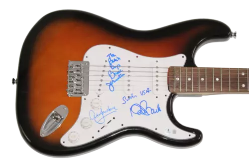 The Beach Boys Signed Autograph Fender Guitar Al Jardine Johnston Marks Beckett