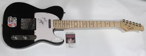 THE JACKSON 5 SIGNED BLACK ELECTRIC GUITAR MARLON AND TITO 2X JSA COA COLLECTIBLE MEMORABILIA