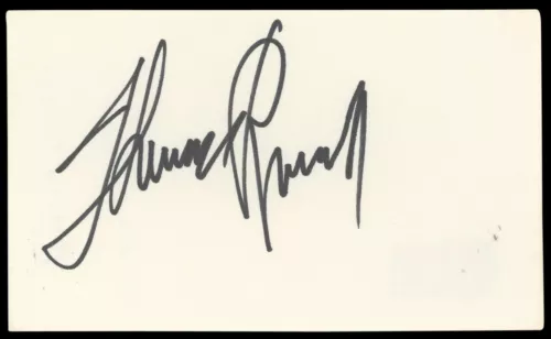 THERESA RUSSELL BLACK WIDOW AUTHENTIC SIGNED 3×5 INDEX CARD BAS #BN89241 COLLECTIBLE MEMORABILIA