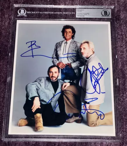 TOWNSHEND DALTRY & ENTWISTLE SIGNED 8 X 10 THE WHO PHOTO BAS GRADED 10 ENCAP COLLECTIBLE MEMORABILIA