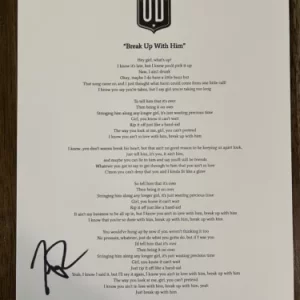 Trevor Rosen ‘Old Dominion’ Band Signed Lyric Sheet ‘Break Up With Him’