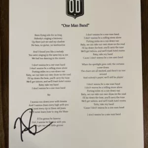 Trevor Rosen ‘Old Dominion’ Band Signed Lyric Sheet ‘One Man Band’