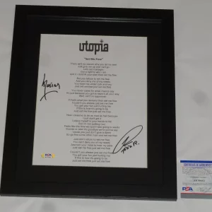 UTOPIA SIGNED FRAMED SET ME FREE LYRIC SHEET TODD RUNDGREN KASIM SULTON PSA COA