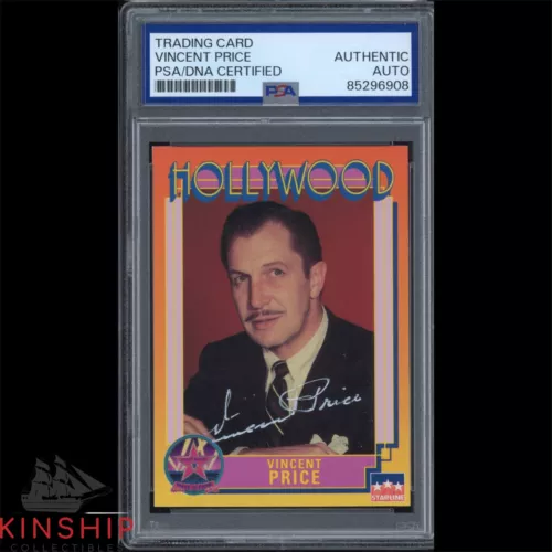 VINCENT PRICE SIGNED 1991 STARLINE HOLLYWOOD TRADING CARD PSA SLAB AUTO C3206 COLLECTIBLE MEMORABILIA