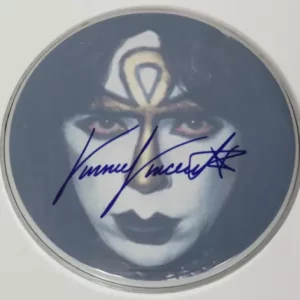 Vinnie Vincent KISS Signed Autograph Auto 12" Drumhead Drum Head JSA