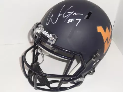 WILL GRIER SIGNED WEST VIRGINIA MOUNTAINEERS FULL SIZE MATTE NAVY HELMET JSA COA